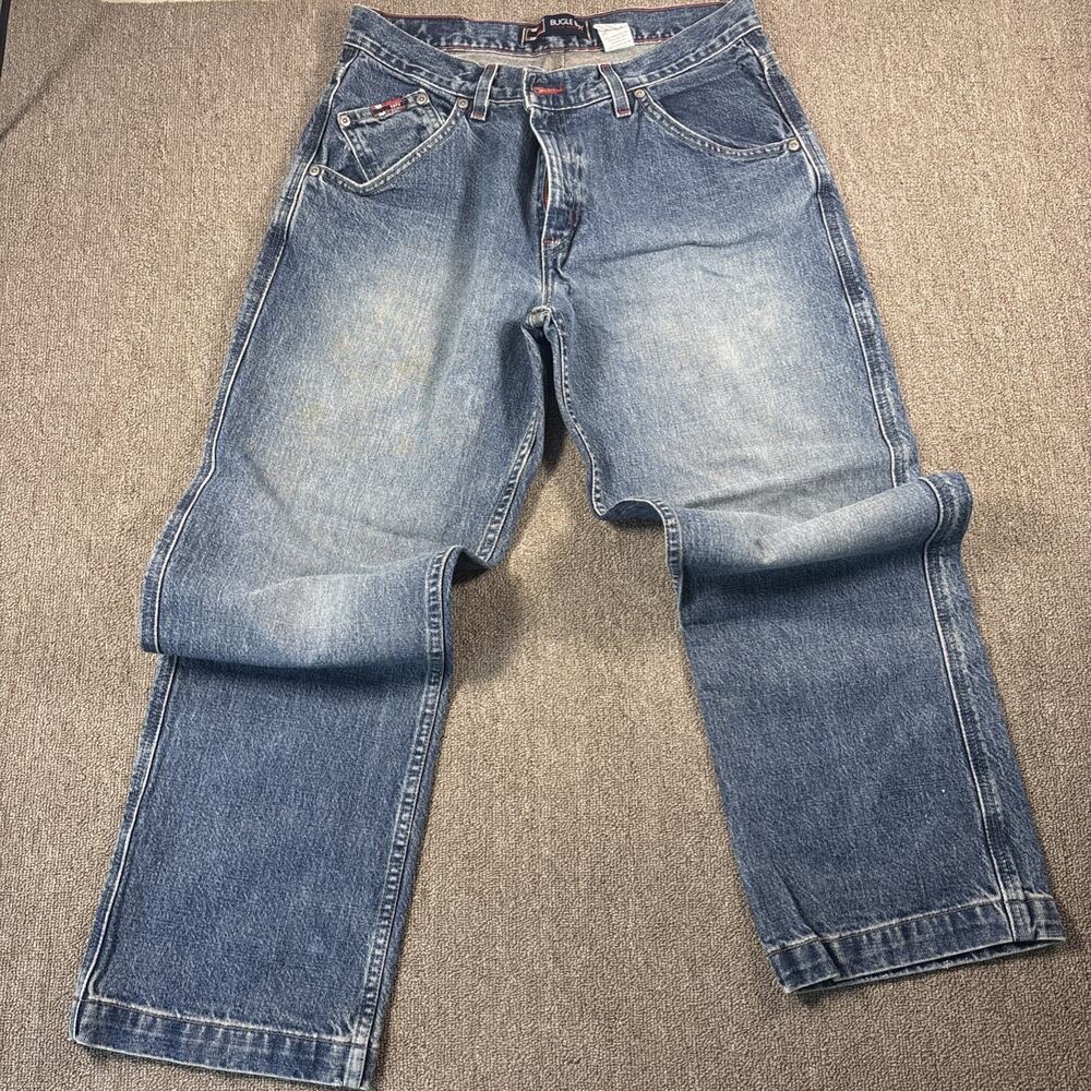 Vintage 90s Men’s Bugle Boy Jeans Co Jeans 34x30 Straight Leg Blue Y2K Retro